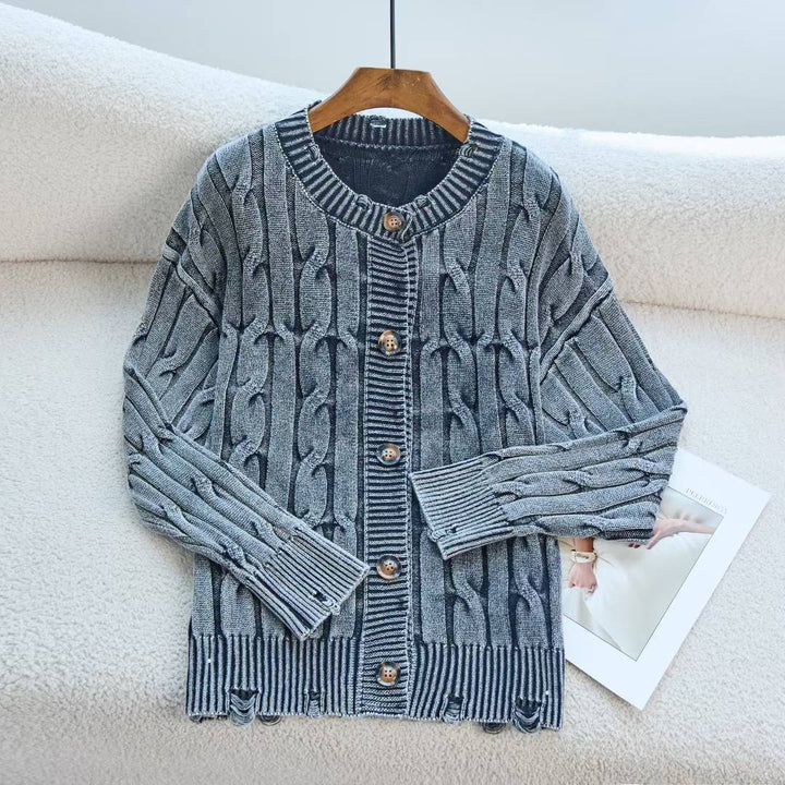 Cardigan pour femmes avec motif en cable et fermeture à boutons Chic & Stil