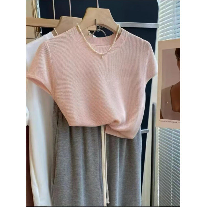 Chemise Tricotée à Manches Courtes Décontractée pour Femmes Chic & Stil