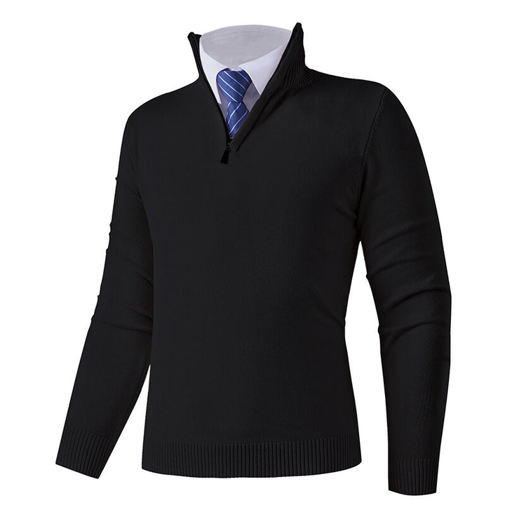 Men's knit sweater with modern zipper and elastic hem Lune London