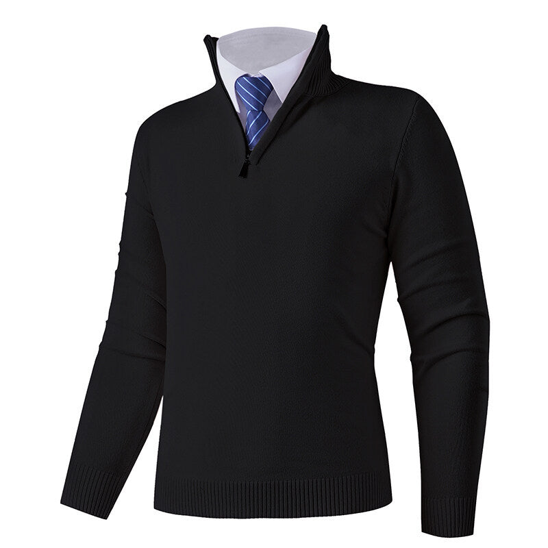Men's knitted pullover with modern zipper and elastic hem Lune London