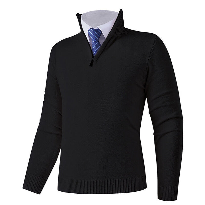 Men's knitted pullover with modern zipper and elastic hem Lune London