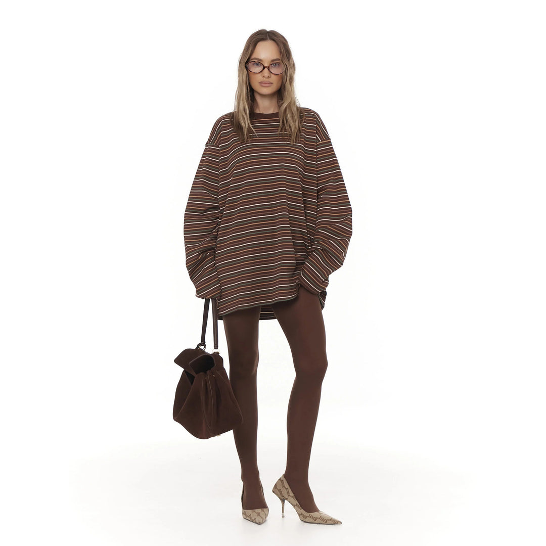 Ladies oversized trendy sweater with chic striped design