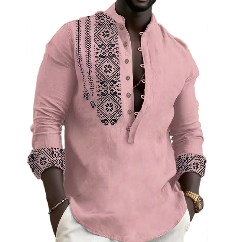Men's trendy long sleeve shirt with elegant ethnic patterns Lune London