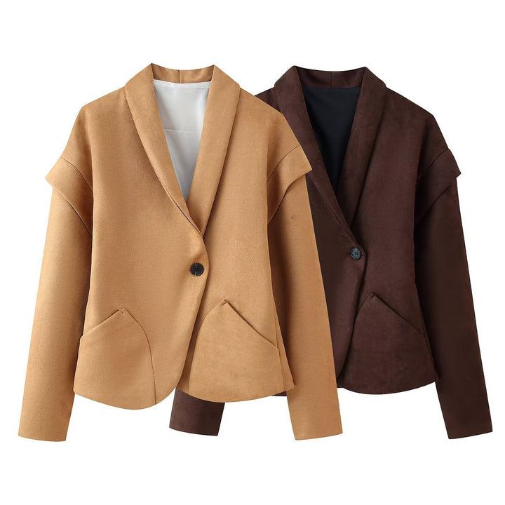 Veste blazer femme tendance avec coupe décontractée et grandes poches Lune London