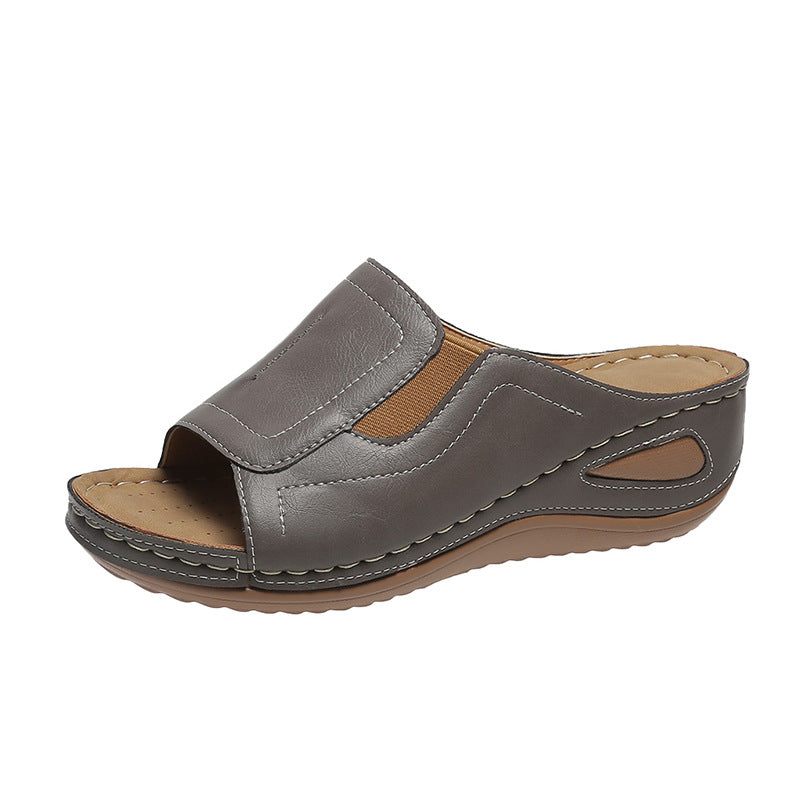 Ladies comfort open toe mules with arch support Lune London