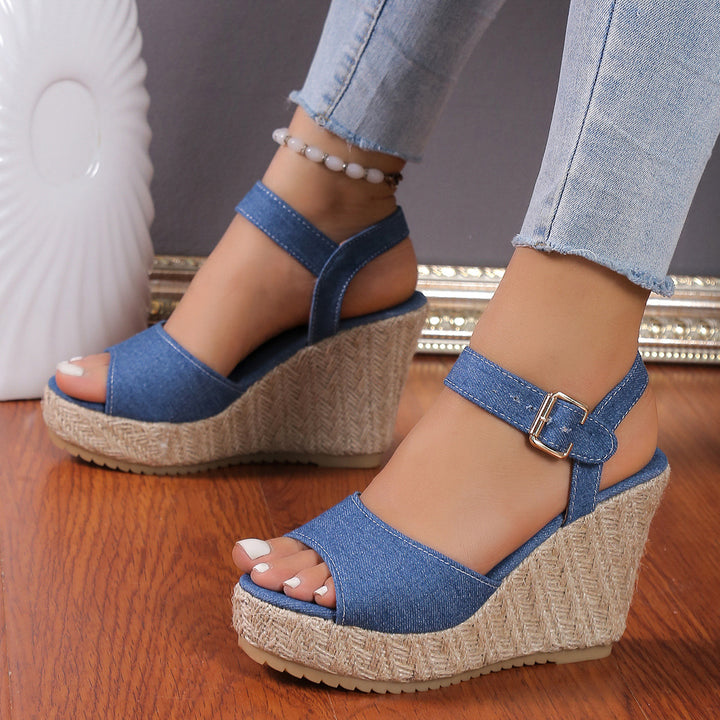 Ladies wedge with adjustable strap Lune London