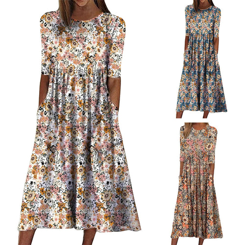 Chic and stylish flowy floral midi dress for women