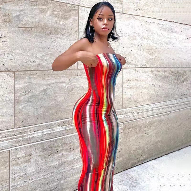 Chic and elegant strapless design bodycon maxi dress for women