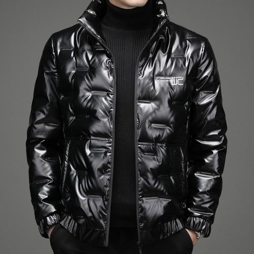 Shiny quilted jacket for men with high collar Lune London