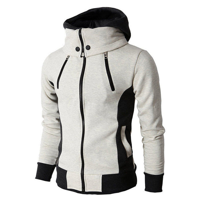 Innovative hooded jacket for men with contrasting inserts and strategic zippered pockets Lune London