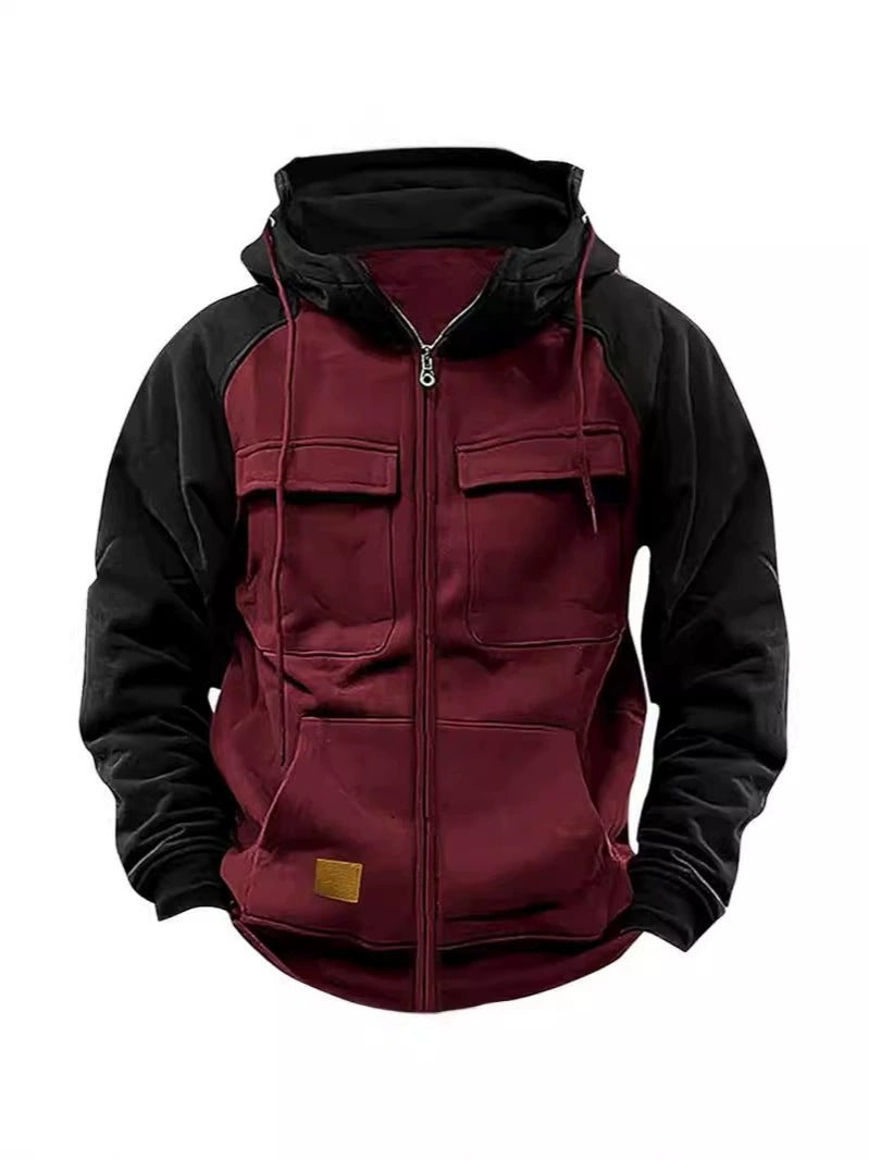 Sporty hooded jacket for men with practical pockets and zipper Lune London