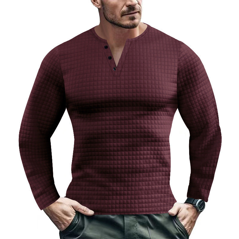 Men's Long Sleeve Shirt with Textured Check Pattern Lune London