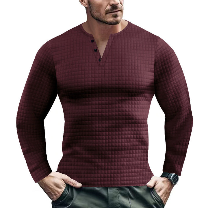 Men's Long Sleeve Shirt with Textured Check Pattern Lune London