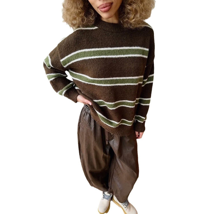 Thick knit sweater for women with an original striped pattern Lune London