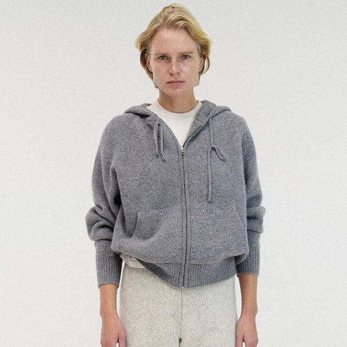 Hooded jacket for women in high-quality wool blend with practical pockets and modern cut Lune London