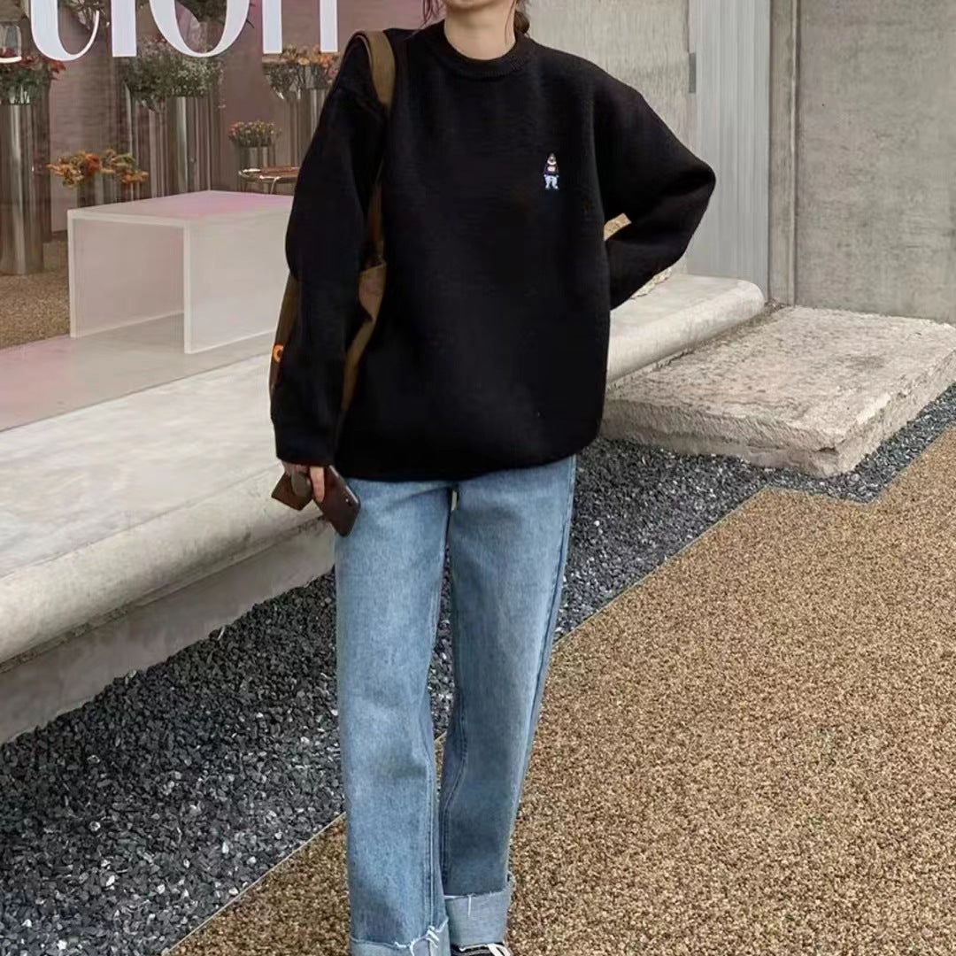 Ladies basic comfortable sweater with cute embroidered pattern Lune London