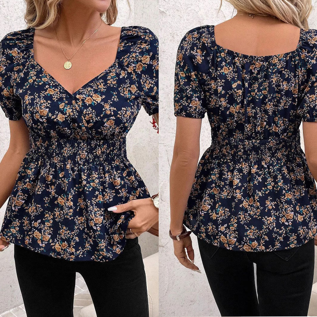 Lune London puff sleeve blouse for women with a floral pattern