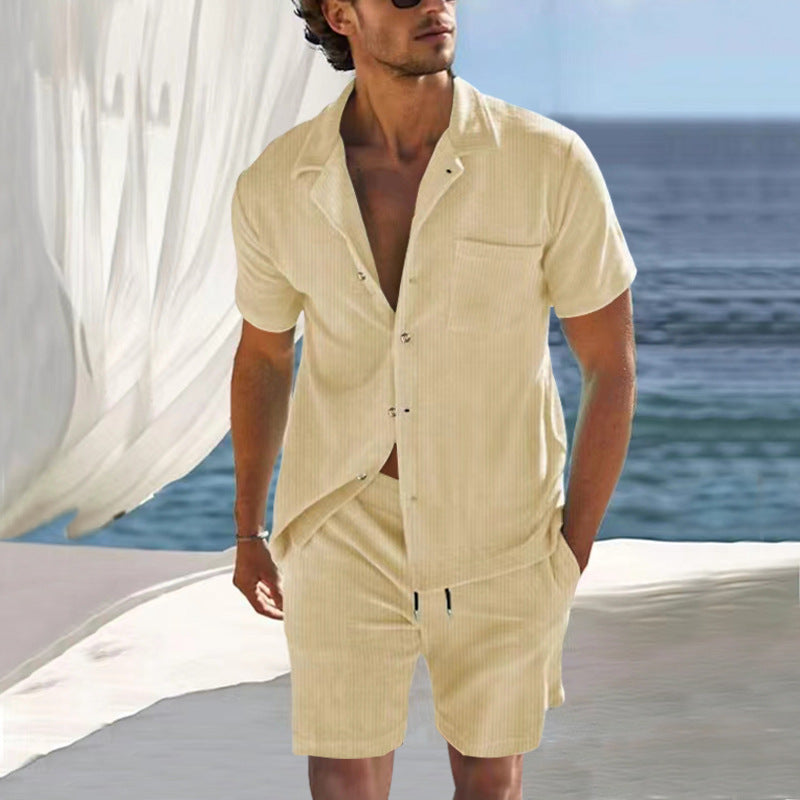 Casual short sleeve shirt set for men and shorts in breathable fabric Lune London