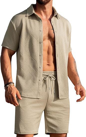 Modern shorts for men and top set with textured design Lune London