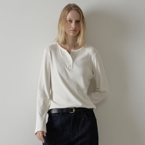 Knitted tank top for women with asymmetric button closure and long sleeve cuffs Lune London