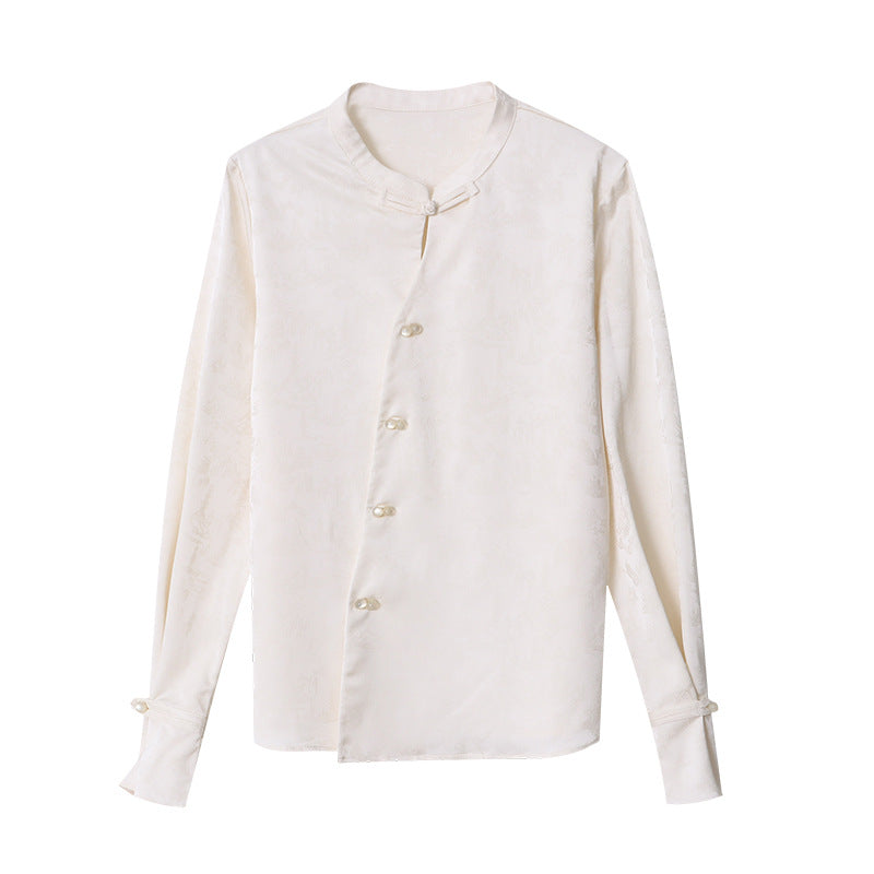 Ladies elegant blouse with button details and extravagant collar Chic & Stil