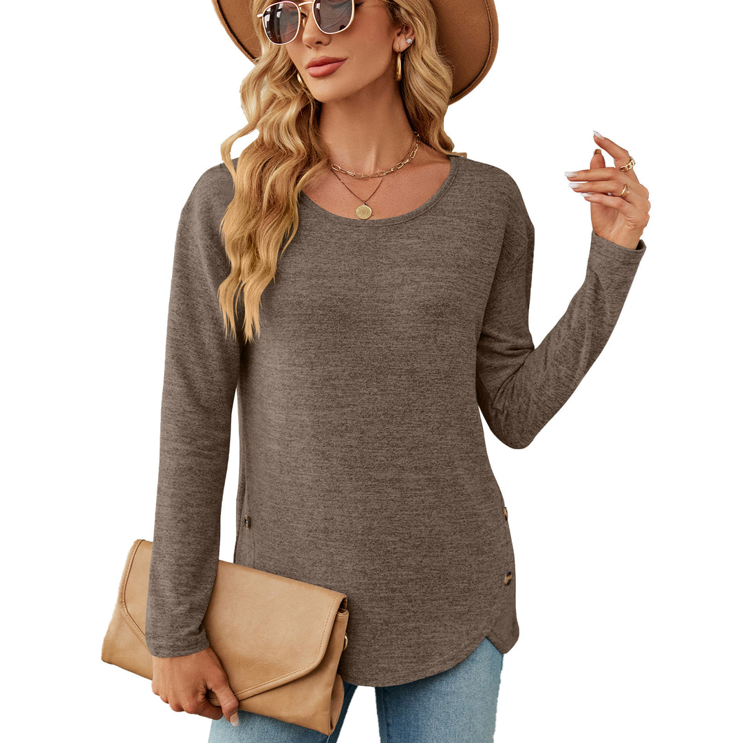 Women casual long sleeve top with modern button details Lune London