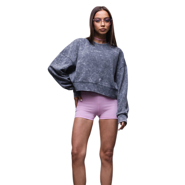 Short sweatshirt for women with wide sleeves and a trendy wash effect Lune London