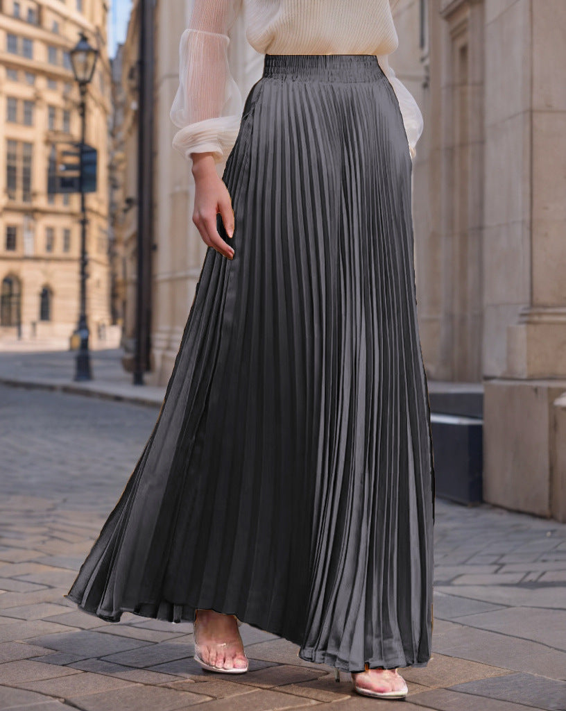 Pleated maxi skirt for women with elastic waist and flowy cut Lune London