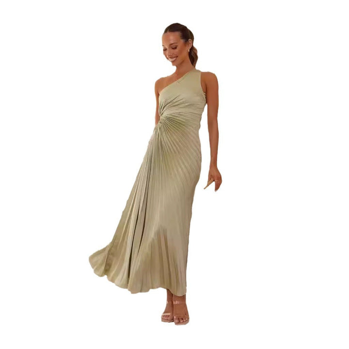 Women's maxi dress with sophisticated draping and asymmetrical design Lune London