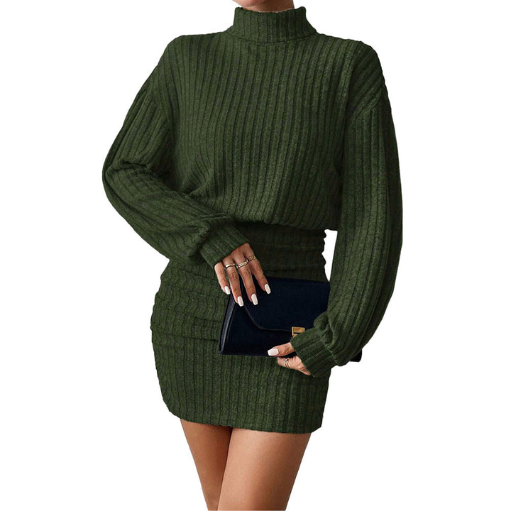Robe tricotée pour femmes avec col montant et élégant motif en rib Chic & Stil
