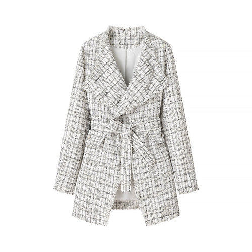 Blazer élégant pour femmes avec ceinture et motif structuré Chic & Stil