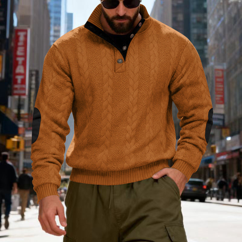 Men's knitted sweater with contrasting details and modern button closure Lune London