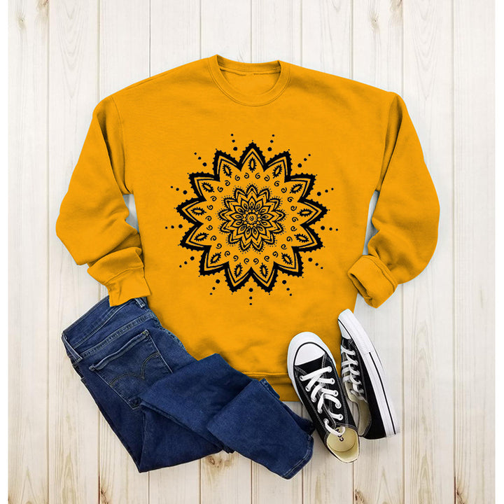 Sweatshirt pour femme avec design mandala créatif et coupe décontractée Chic & Stil