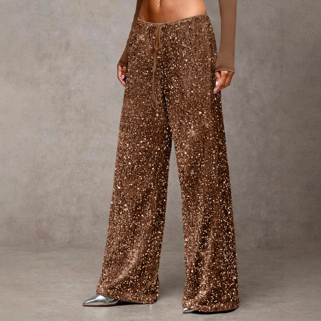Pantalons palazzo extravagants pour femmes avec embellissement de paillettes Chic & Stil