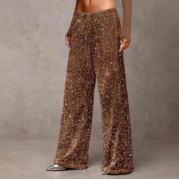 Pantalons palazzo extravagants pour femmes avec embellissement de paillettes Chic & Stil