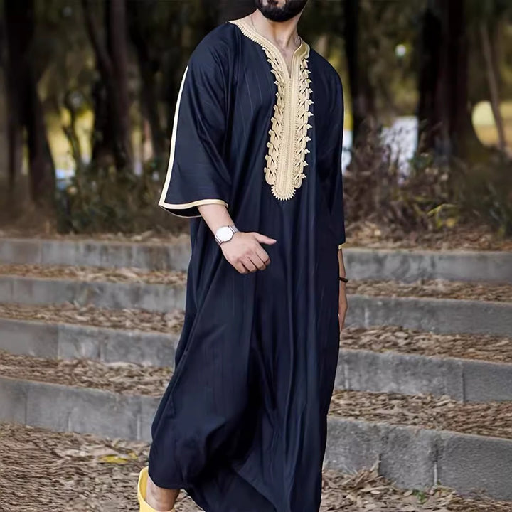 Men's traditional kaftan with artistic embroidery details Lune London