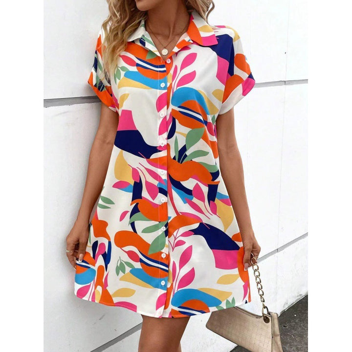 Shirt dress with front buttons and short sleeves for women Lune London