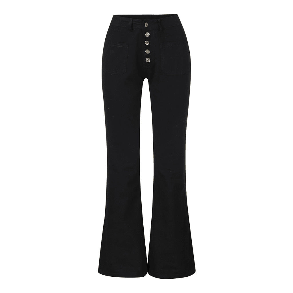 Women's flared jeans with high waist and retro button details Lune London