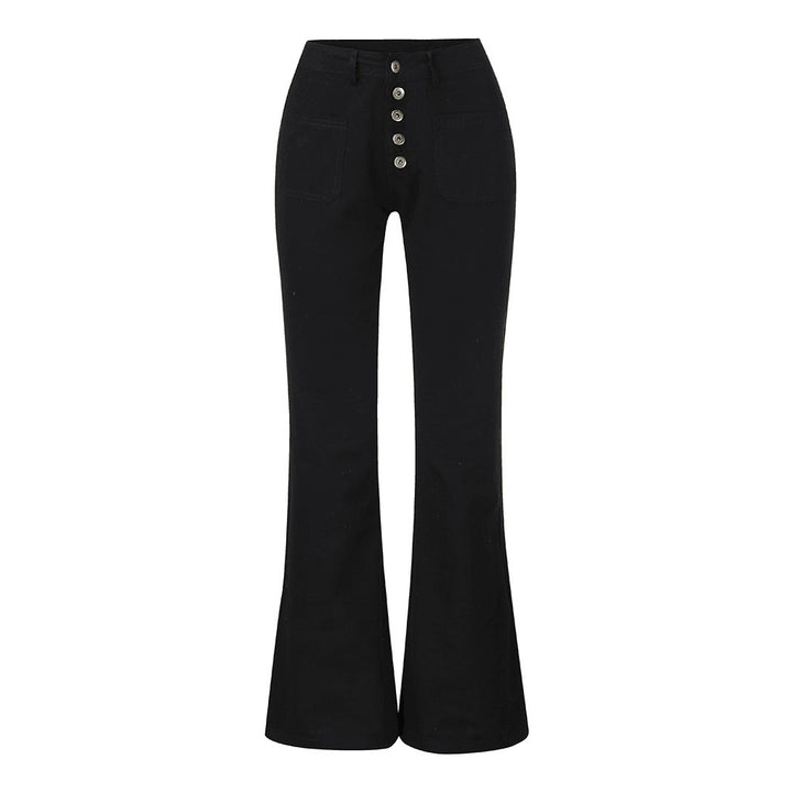 Women's flared jeans with high waist and retro button details Lune London