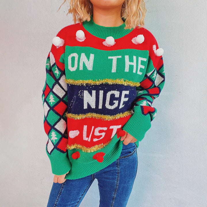 Christmas sweater for women with three-dimensional patterns and sparkling accents Lune London