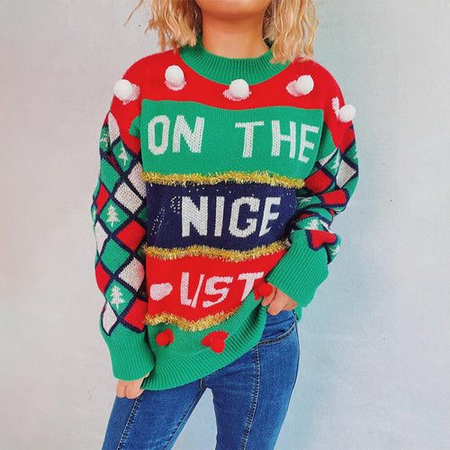 Christmas sweater for women with three-dimensional patterns and sparkling accents Lune London