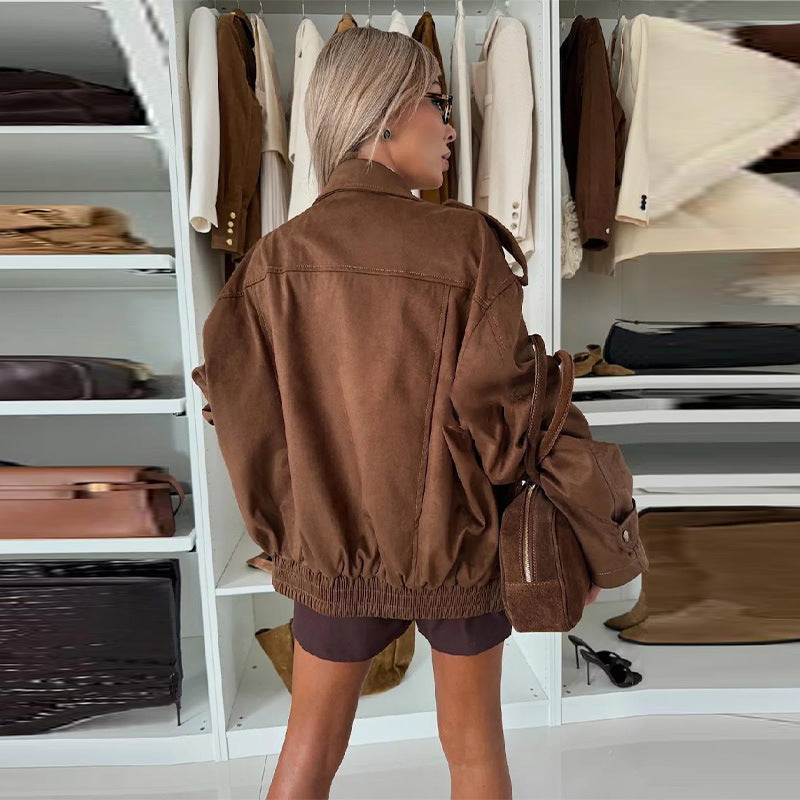 Oversized faux leather jacket for women with practical pockets and relaxed fit Lune London
