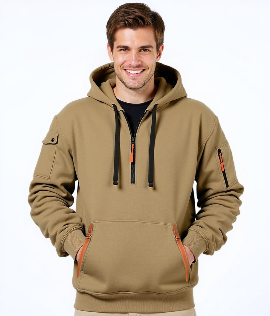 Fashionable men's hoodie with an innovative pocket solution Lune London