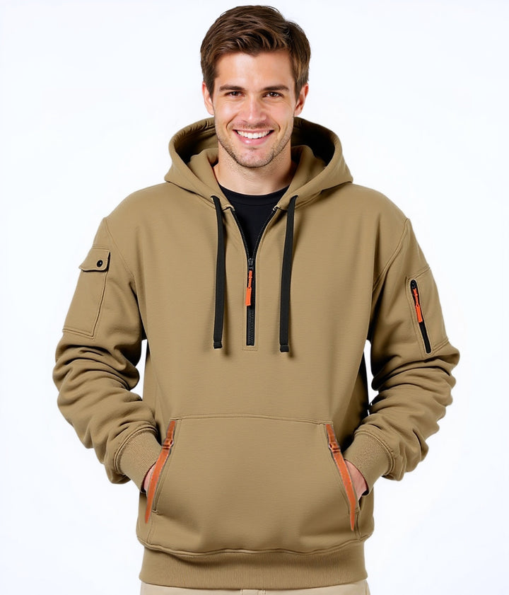 Fashionable men's hoodie with an innovative pocket solution Lune London