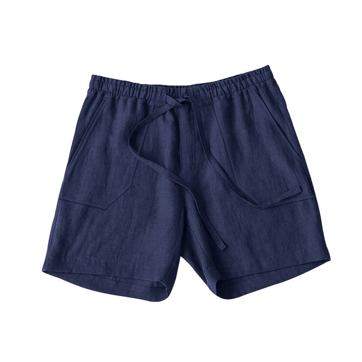 Shorts d'été en lin pour femmes avec taille élastique et poches pratiques Lune London