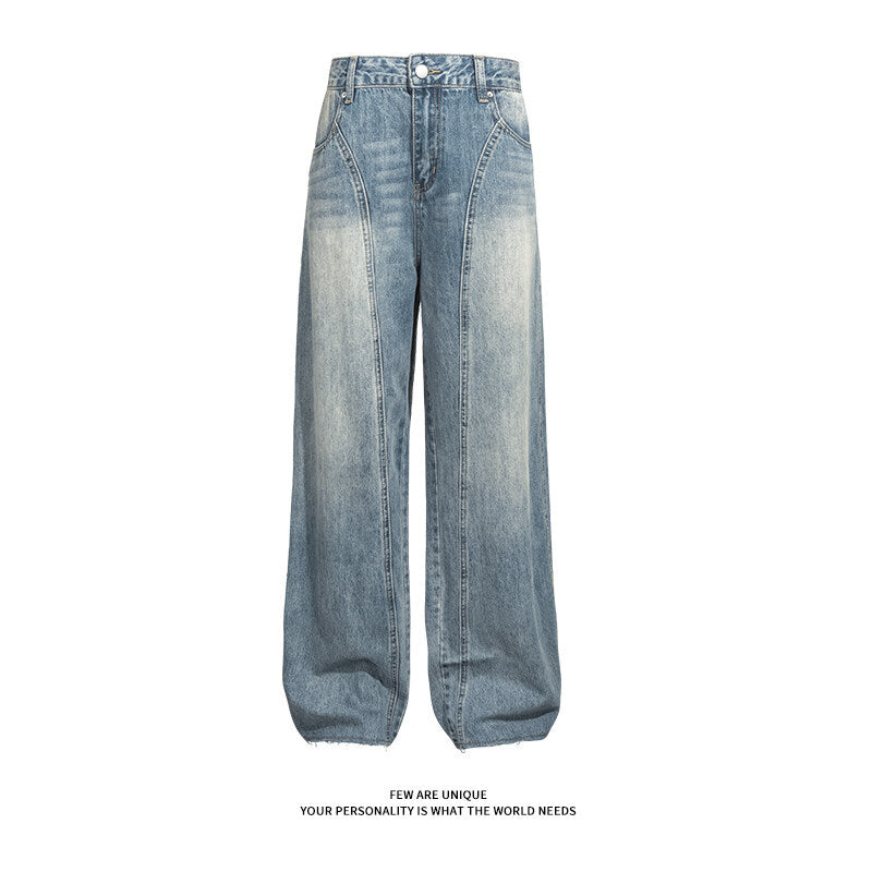 Ladies high-waisted wide jeans with integrated belt Lune London