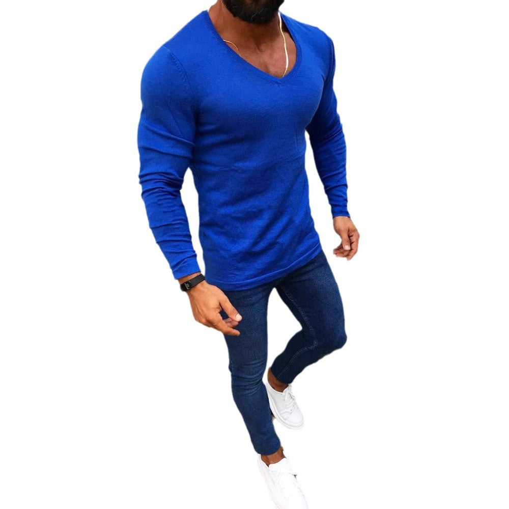 Men's fitted cotton t-shirt with V-neck Lune London