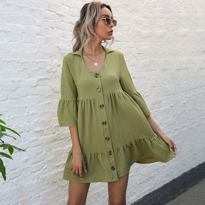 Bohemian Women Button Top A-line Dress Lune London