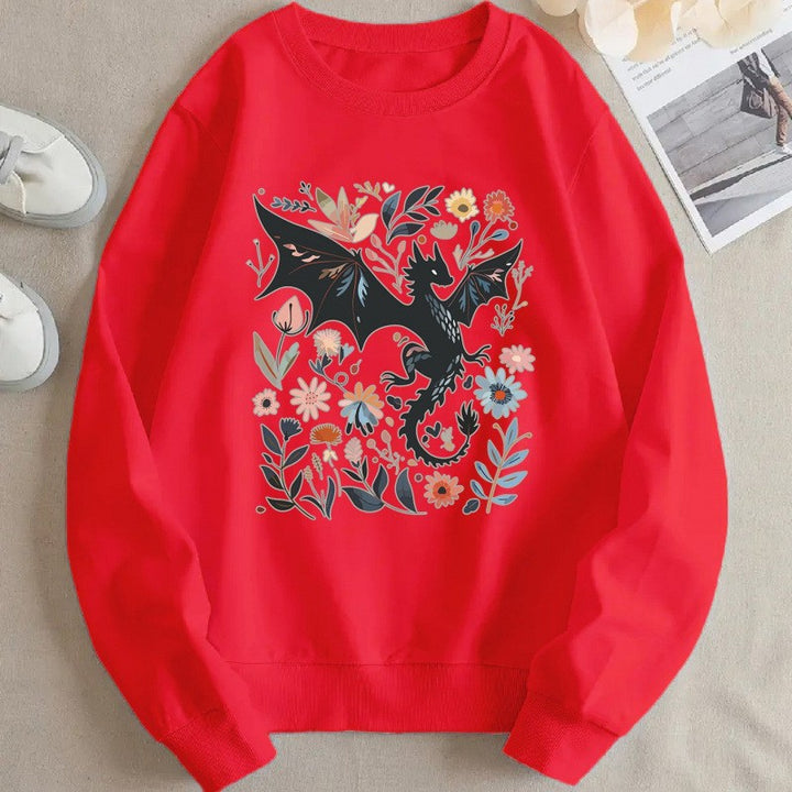 Sweatshirt pour femmes avec motif détaillé de dragon et de fleur Chic & Stil