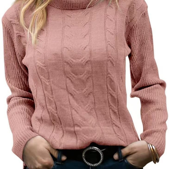 Knit sweater for women with high collar and relief pattern with braids Lune London